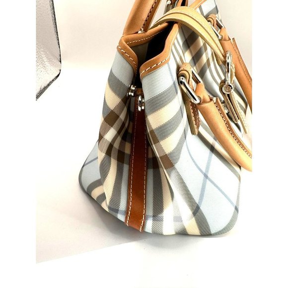 Rare Burberry Light Blue Nova Check Handle Bag Purse with COA - Picture 11 of 16